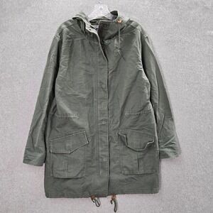 Abercrombie & Fitch Women Jacket Large Green Army Utility Longline Trech